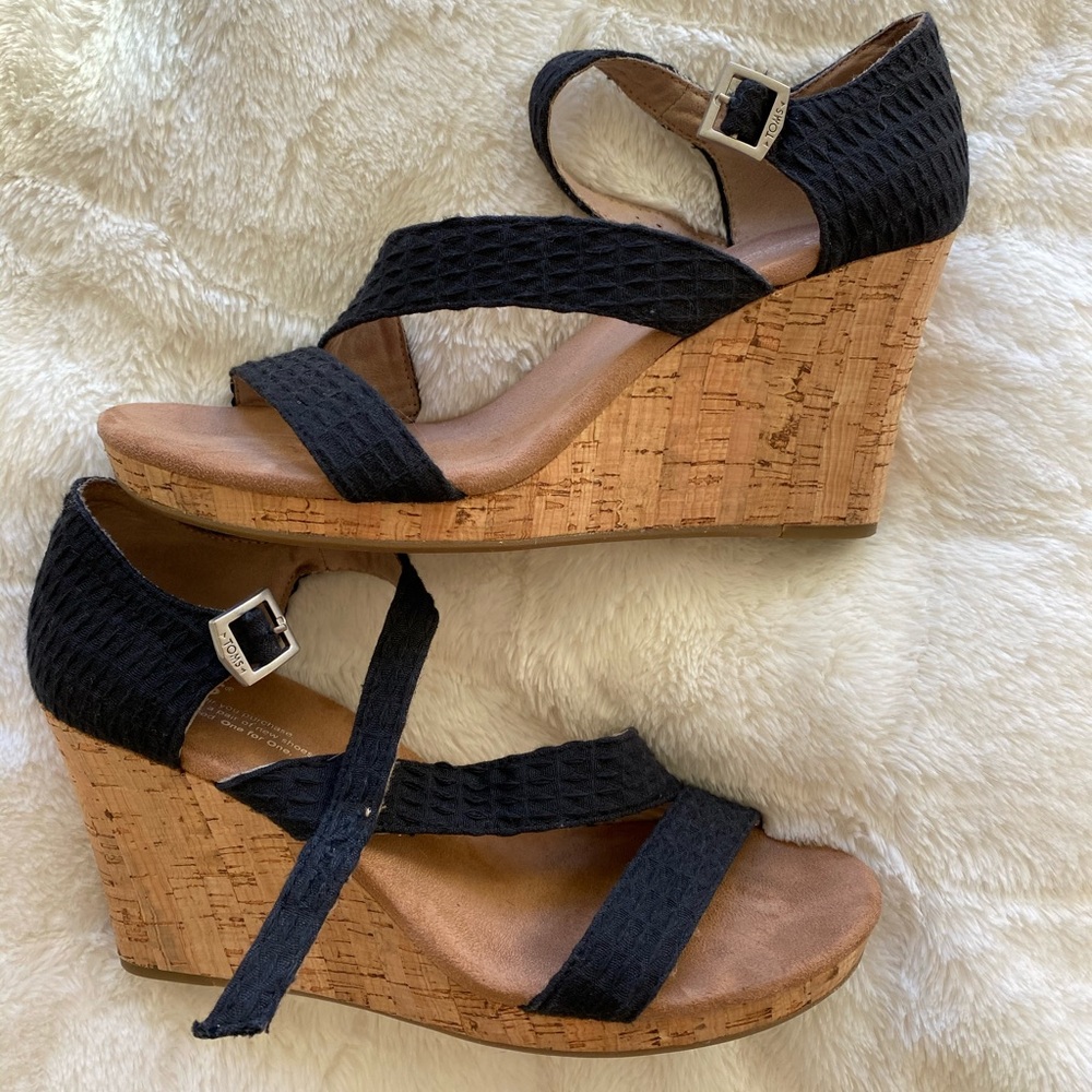 TOMS Wedge Black Heels